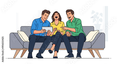 Coworkers Sharing Tablet During Office Break