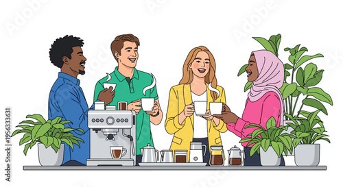 Diverse Team Enjoying Office Coffee Break