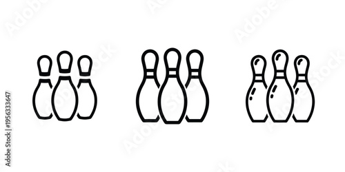 Vector bowling pins set, Clean line sports skittles vector illustration