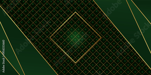 abstract greeb background with gold lines. green textured background. isolated background and golden light.