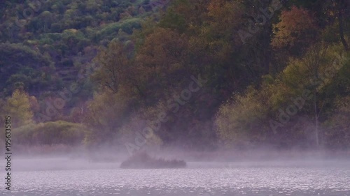 Mist on the surface of the lake