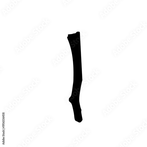 close up of a black ink brush isolated, stick isolated on white