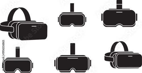 VR Headsets and Virtual Reality Connection Icons