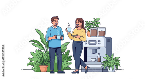 Colleagues Enjoying Social Morning Coffee Break