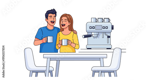 Colleagues Laughing During Modern Coffee Break