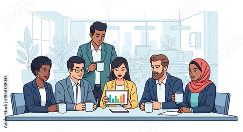 Diverse Team Analyzing Business Growth Chart