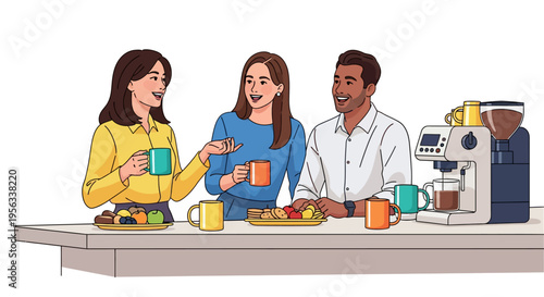 Colleagues Enjoying Coffee Break in Office