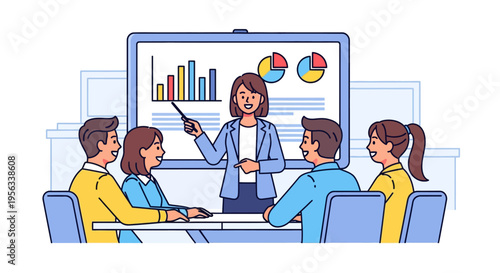 Young Professional Woman Presenting Data to Teammates