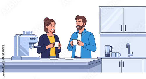 Two Professionals Chatting During Office Coffee Break