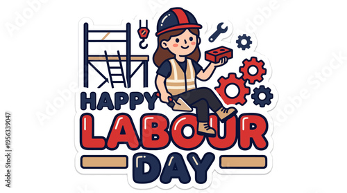 Celebratory Workers Embracing Skilled Craftsmanship for Labour Day Events with Construction Equipment and Cheerful Atmosphere