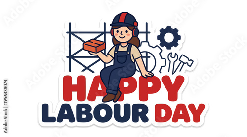 Festive Labour Day Illustration Celebrating Workers with Construction and Tools Theme