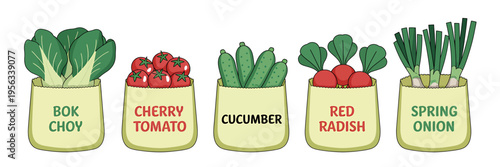 Vegetables in shopping bags for grocery store  healthy food concept