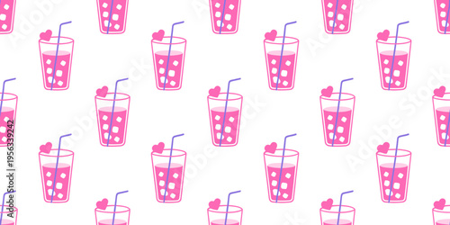 Pink drinks with straws and cherries