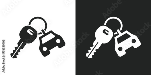 Car key and vehicle icon set