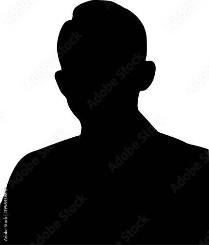Professional silhouette of a mature businessman with a neat hairstyle, middle aged male executive upper body portrait, isolated vector on white.