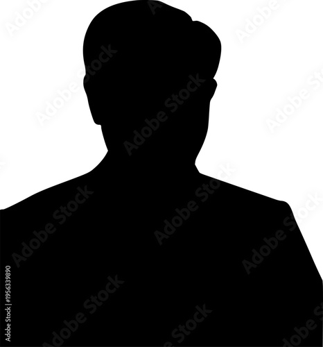 Sophisticated silhouette of a mature businessman, elegant male executive upper body portrait, minimalist vector illustration isolated on white.