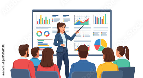 Businesswoman Giving Enthusiastic Presentation to Colleagues