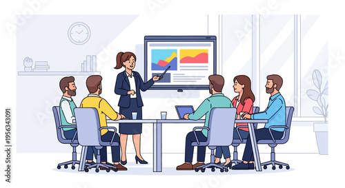 Professional Woman Presenting to Her Corporate Team