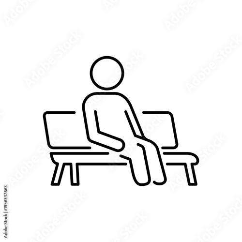 ベンチに座っている人の線画アイコン