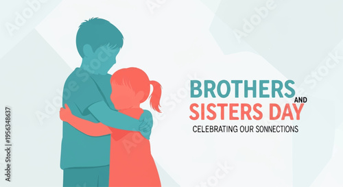 Brother and sister hugging brothers and sisters day celebration family bonding