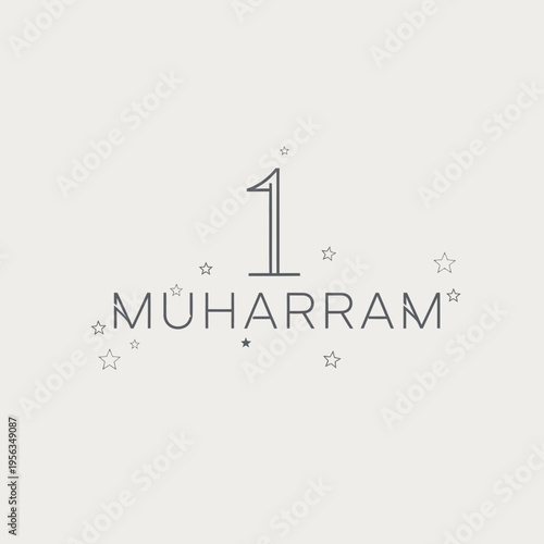 1 Muharram Islamic New Year Celebration Star and Geometric Ornament Design