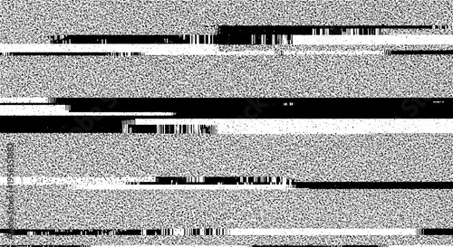 Canvas Print Abstract horizontal noise texture, black and white static grain, digital interfe