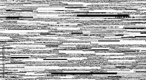Digital noise texture with horizontal glitch lines and static interference, monochrome distorted tv screen effect for background, tv screen