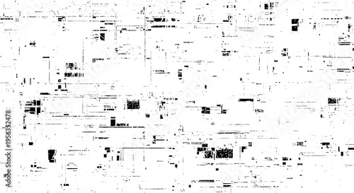 Abstract glitch background with digital noise and pixelated distortions, black and white, background texture