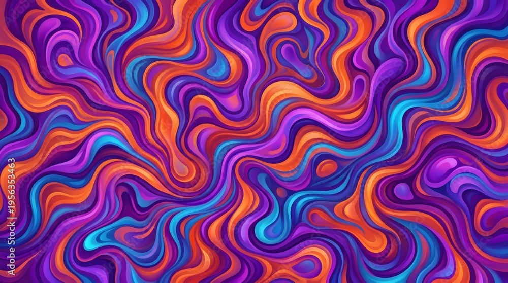 Fototapeta premium Vibrant Swirling Abstract Lines in Purple Orange and Blue.