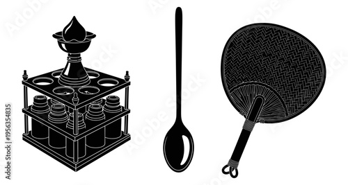 Traditional indian kitchen utensils and tools