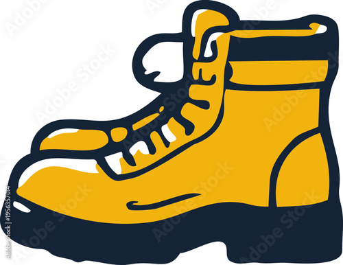 Yellow Outdoor Hiking Boot Graphic