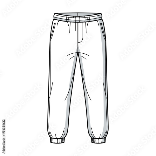 Simple front view technical sketch of basic joggers