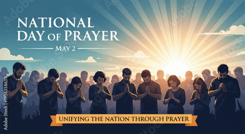 National day of prayer people praying together unity faith hope spirituality religious sun rising blue sky