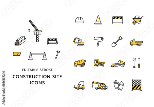 工事現場・建設にまつわるアイコンセット