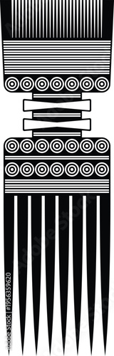 African Vintage Hair Pick Silhouette - Vector Design Illustration
