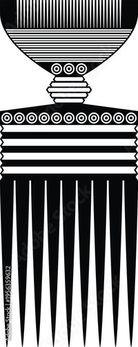 African Vintage Hair Pick Silhouette - Vector Design Illustration
