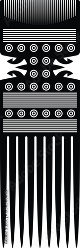 African Vintage Hair Pick Silhouette - Vector Design Illustration
