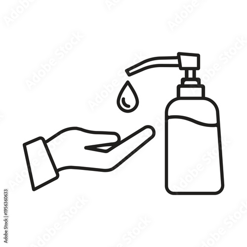 Hand sanitizer being applied to a hand from a bottle