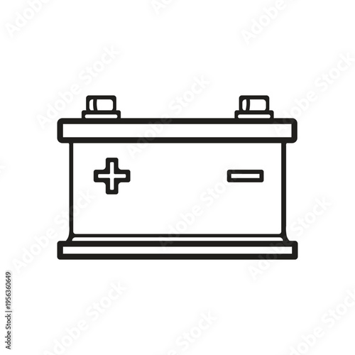 Illustration of a car battery with positive and negative terminals