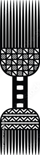 African Vintage Hair Pick Silhouette - Vector Design Illustration
