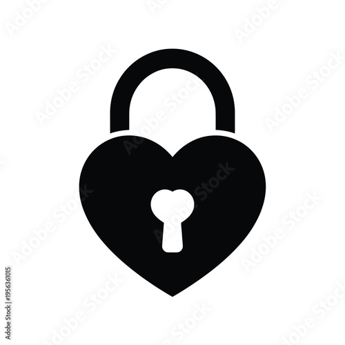 A black heart shaped padlock symbolizes love and security