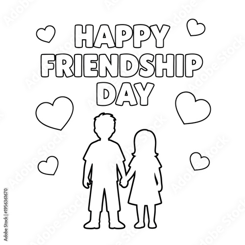 Happy friend ship day celebration silhouette illustration