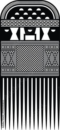 African Vintage Hair Pick Silhouette - Vector Design Illustration
