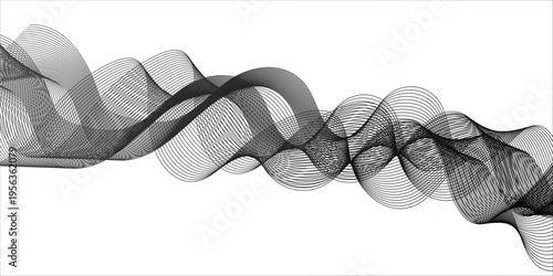 Premium background design with black line pattern (texture) in luxury pastel colour. Abstract horizontal vector template for business banner, Abstract wavy technology curve lines on transparent.