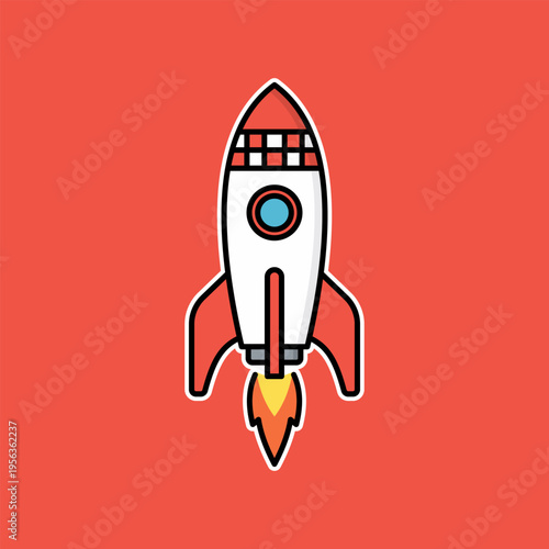 Rocket Ship Blasting Off Into Space.