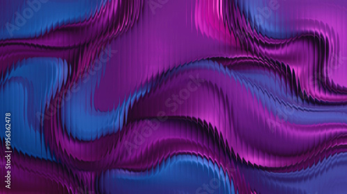 A vibrant abstract artwork featuring swirling purple and blue waves
