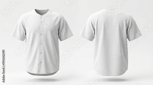 Blank White Baseball Jersey Mockup Front and Back View