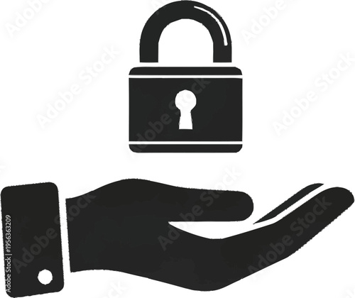 Protection and security with a padlock in hand offering safety, privacy, and confidential data management