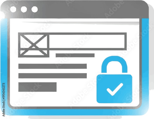 Web browser interface with a secure padlock and checkmark, symbolizing data protection and online safety