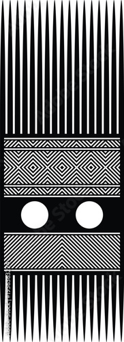 African Vintage Hair Pick Silhouette - Vector Design Illustration

